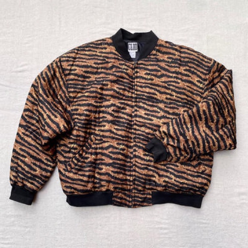 VINTAGE 80s/90s CLIO 100% silk bomber jacket